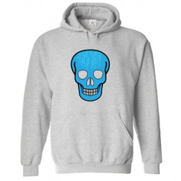 Blue Skull Unisex Classic Kids and Adults Pullover Hoodie							 									 									